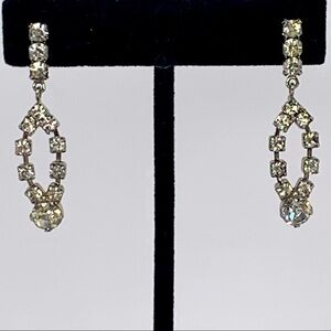 VINTAGE EARRINGS Pierced Ear posts Rhinestones Dangling Silver color OS fits all